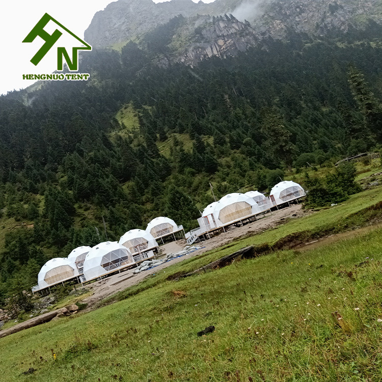 Hotel Camping Resort Waterproof Geodesic Dome House With Curtain And Door