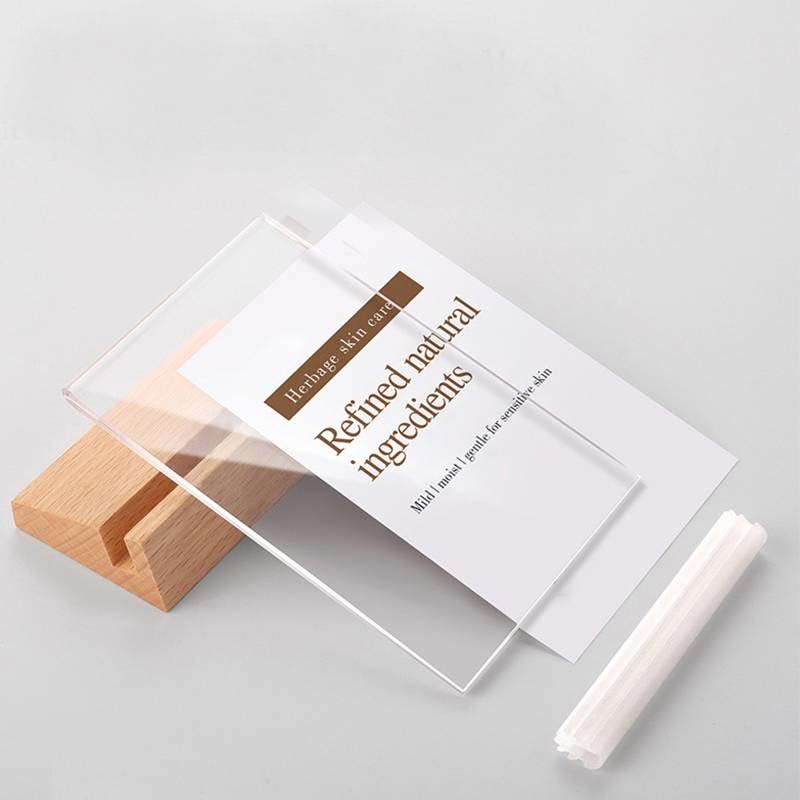 Acrylic Tabletop Photo Frames With Wood Stand For Libraries Restaurants