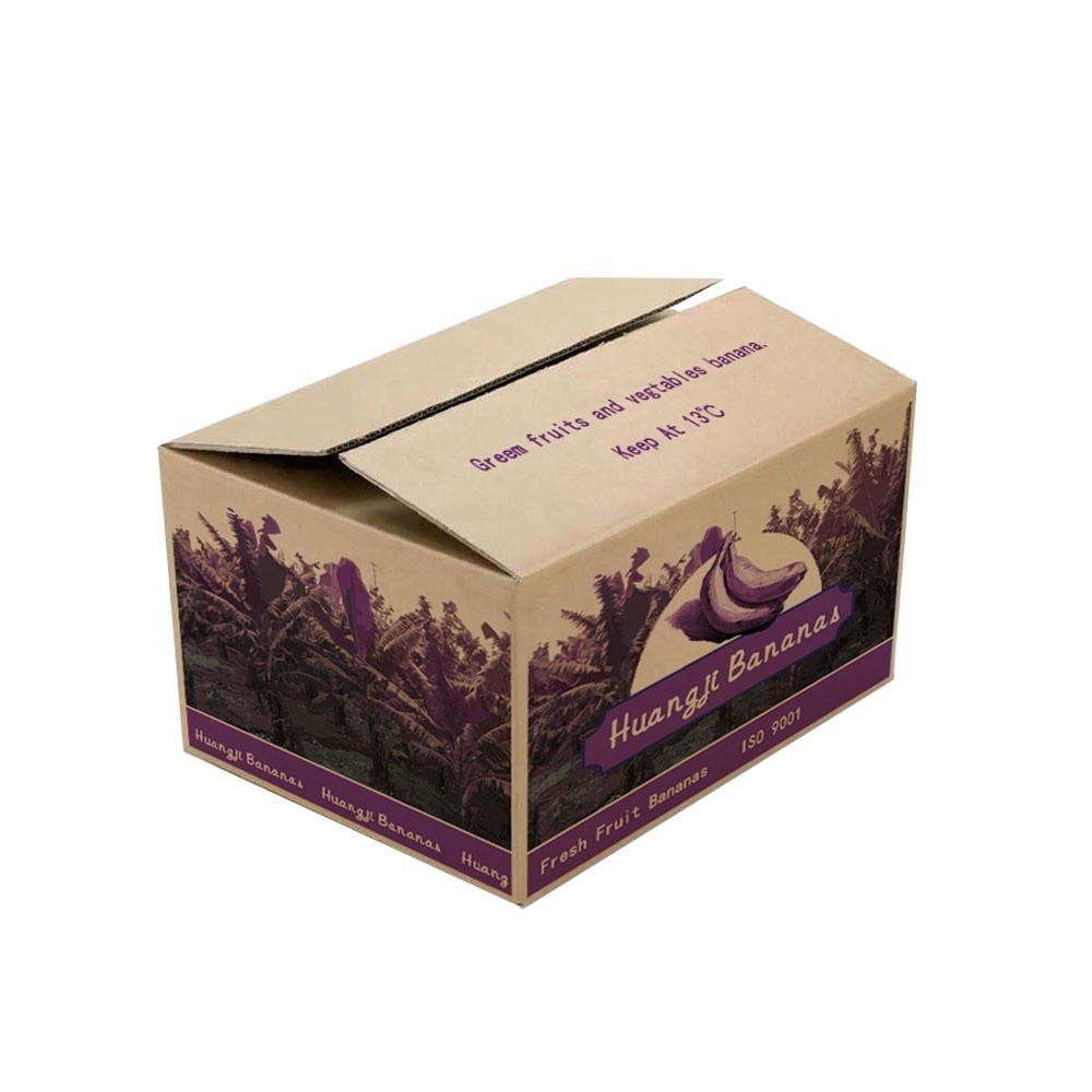 Custom CMYK Printing Corrugated Paper Box Vegetables Fruit Packaging Box For Banana