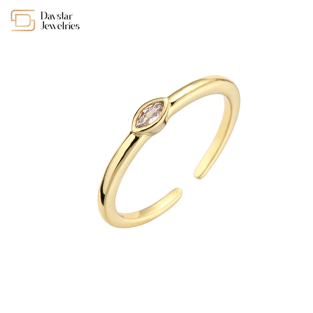 Adjustable Stack Zircon Gold Plated Marquise Diamond Rings Women Men Jewelry