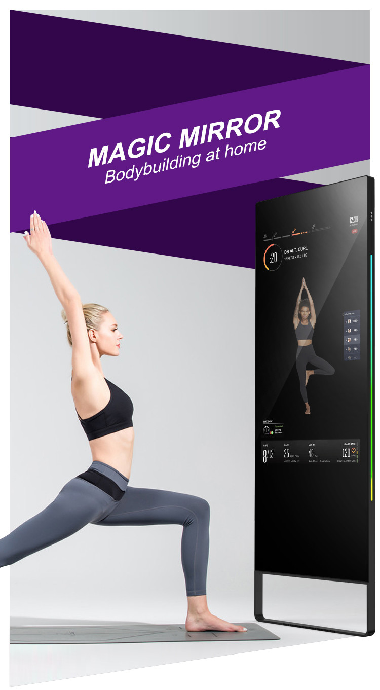 Original Full HD 75 Inch Magic Mirror Lcd Display Kiosk Interactive With Virtual Trainer