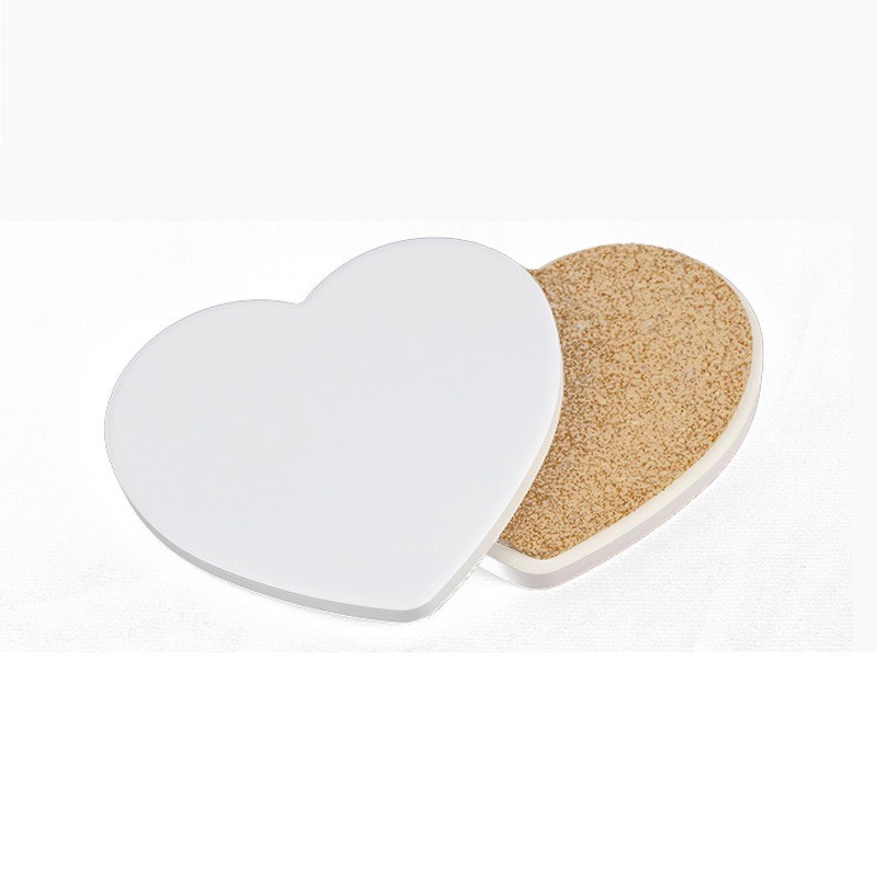 Blank Coated Heart Shape Sublimation Ceramic Coaster For Sublimation Heat Transfer Printing