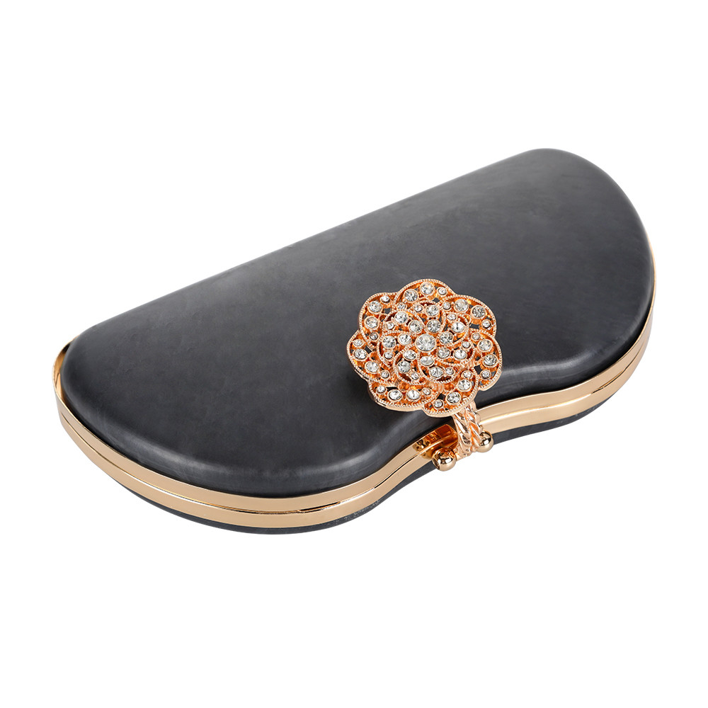 Flower Closure B Shape Metal Clutch Purse Frame 222*110mm