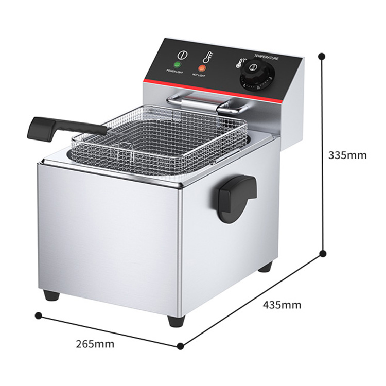 220v 8 Liters Stainless Steel Deep Fryer Electric Machine with Adjustable Temperature