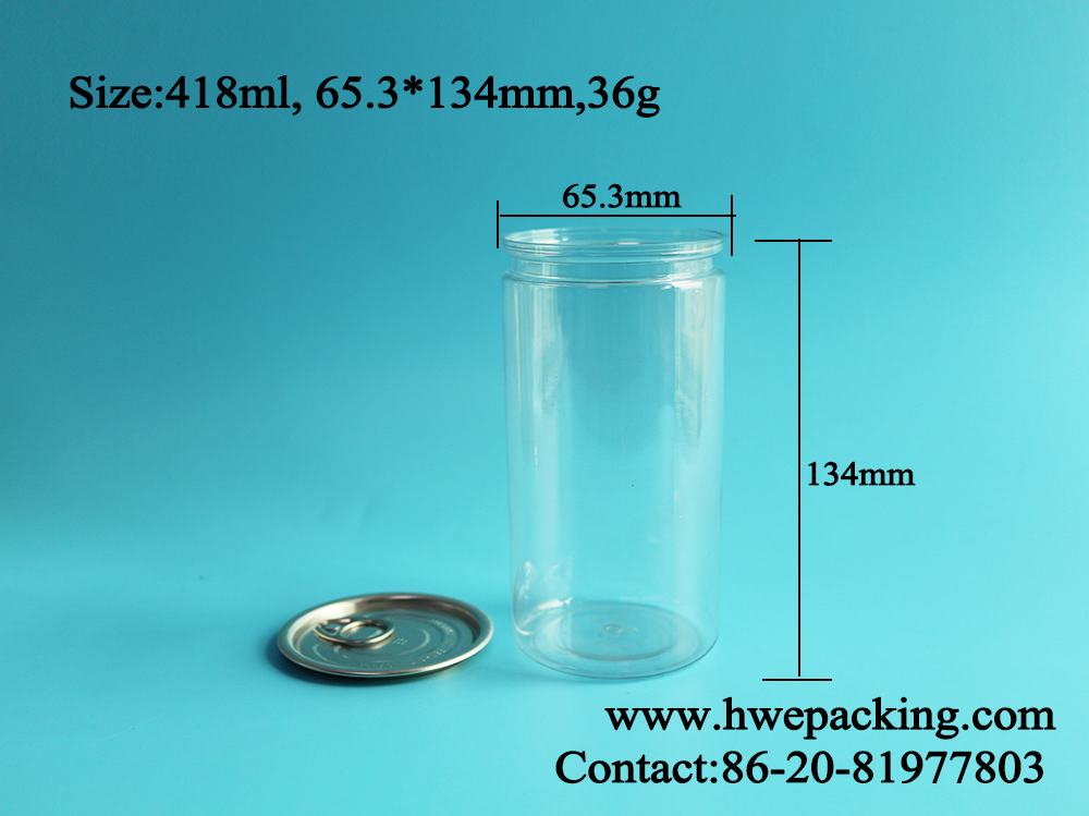 Bpa Free Empty 418ml PET Can Full Open End Slim For Food Canning