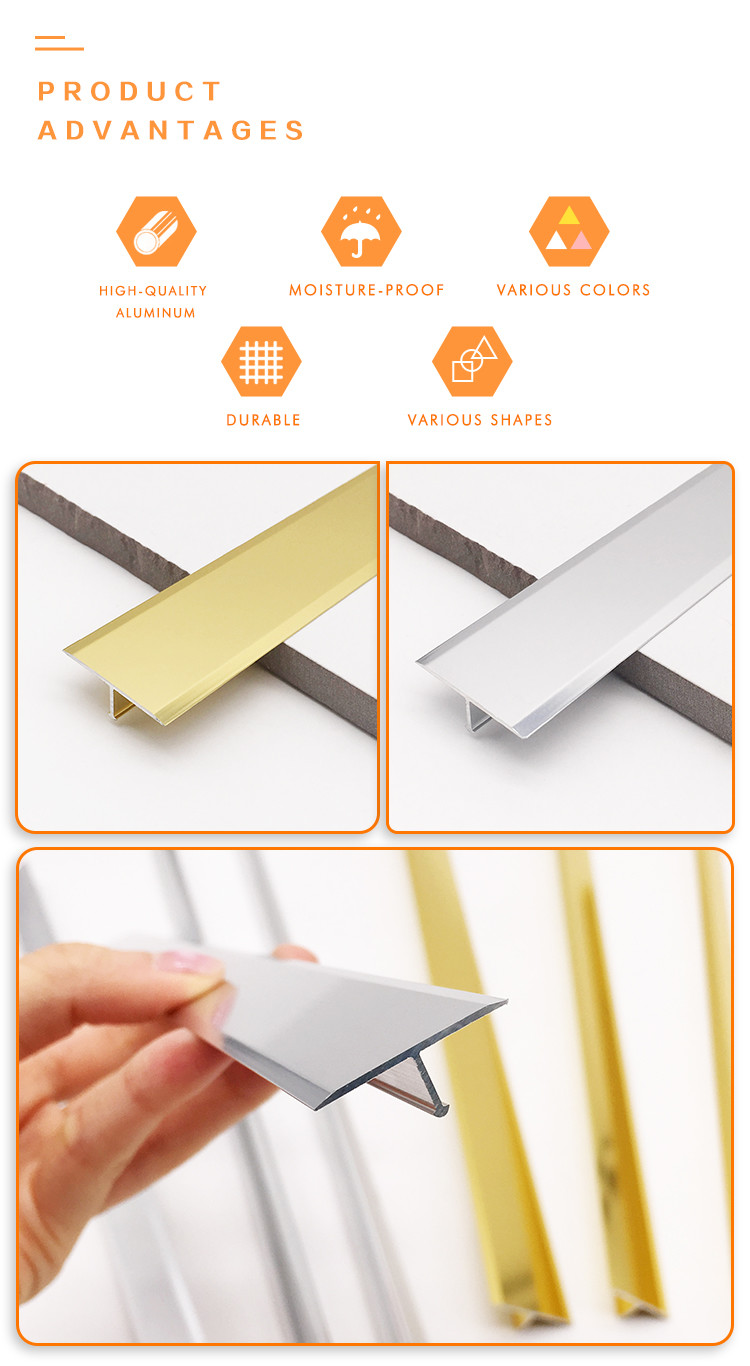 T Shaped Aluminium Trim 0.55mm Thickness T3 Temper Anodizing Oxidation