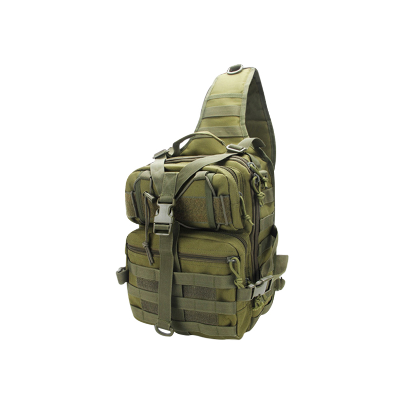 Comfortable Inclined Shoulder Backpack Khaki Bag with External Frame and Three Pockets