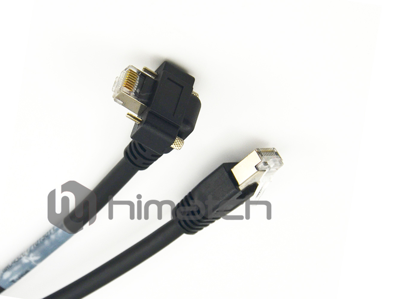 Right Angle Ethernet Cable , Rj45 Network Cable With Screw Lock Molding Cable
