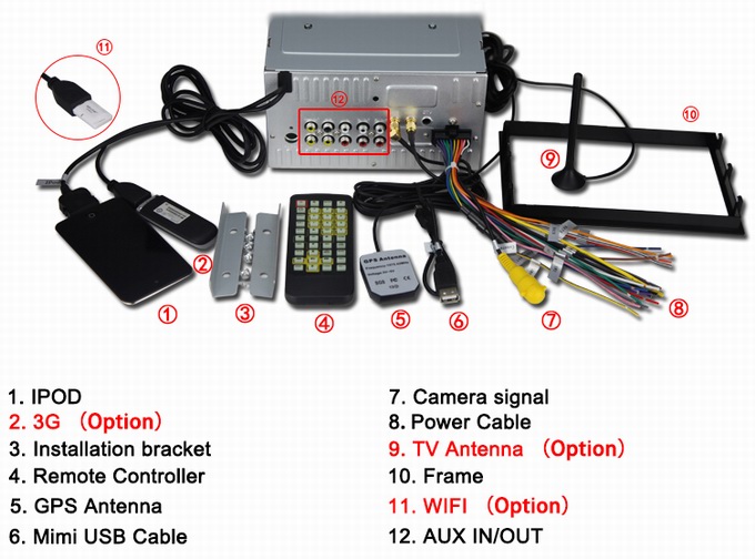 Ouchuangbo car multimedia for Universal car DVD with radio gps TV bluetooth OCB-2621
