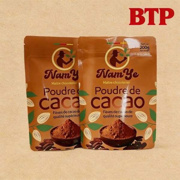 High for Stand up Resealable Pouch with Zipper Top PE Plastic Custom Logo for Cocoa & Coffee Powder Packaging