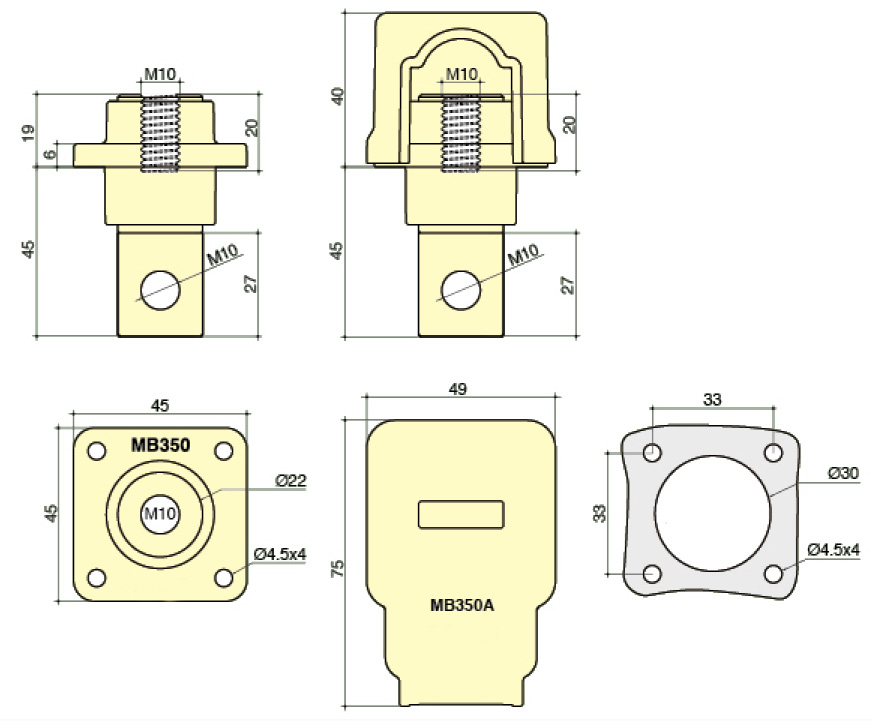 PowerSyntax High Current Lithium Ion Battery Connector 350A For Negative Electrode With Busbar Screw Connection Part No MB350BSB
