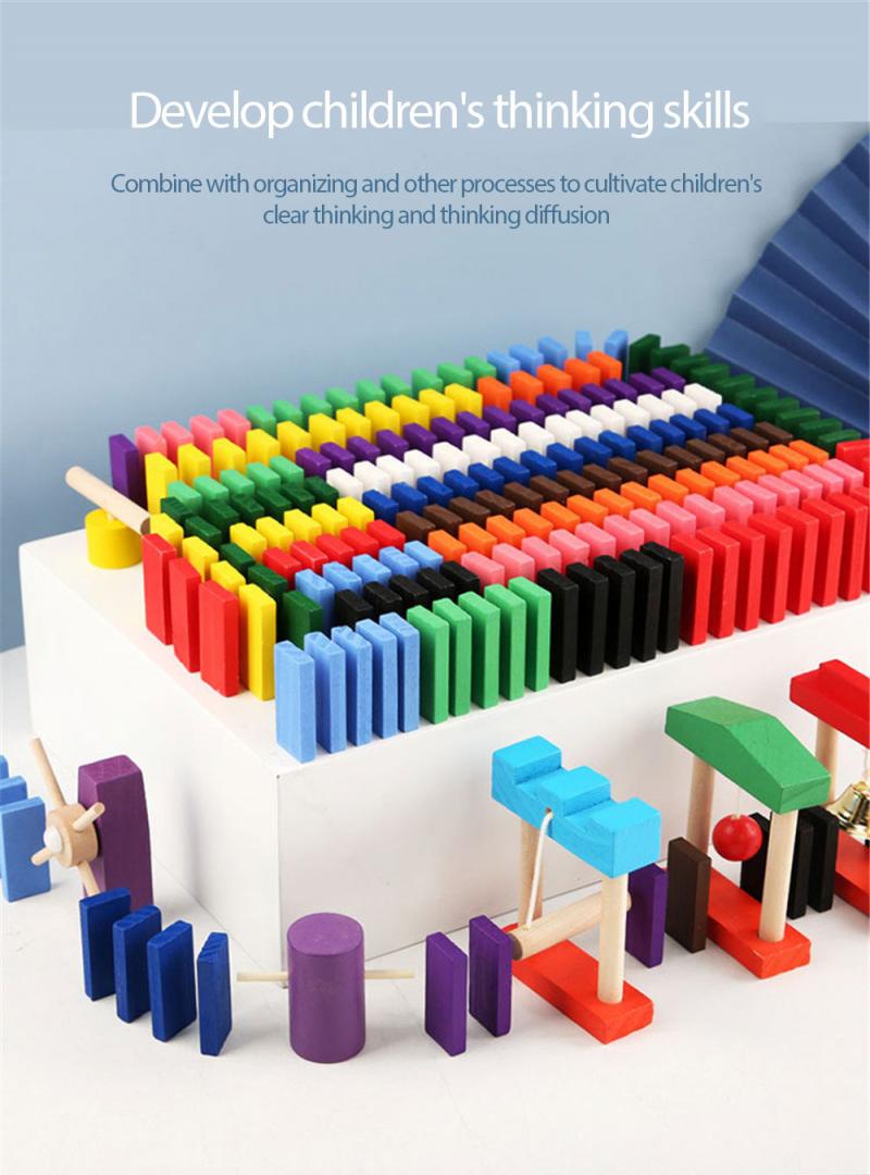 2cm Automatic Domino Brick Laying Toy Train Puzzle Natural Colored