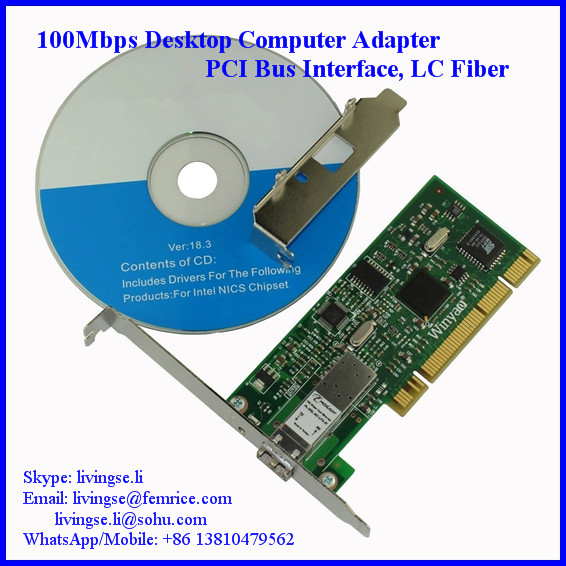 Femrice 100M Desktop Computer Adapter Intel 82559 Chipset, PCI Bus Type, LC Fiber, FM559FX-LC