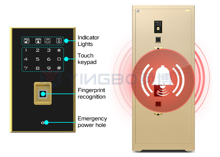Liquid Crystal Display Panel Commercial Safe Box With Patent Solid Bolts And Fingerprint Biometric H1880mm