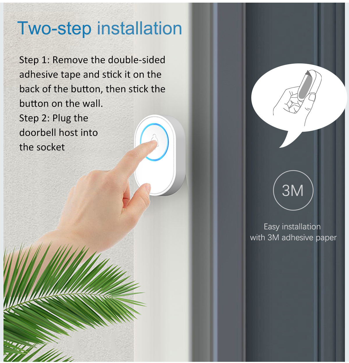 Wifi Smart Home Tuya App Control Waterproof Alexa Wireless Doorbell