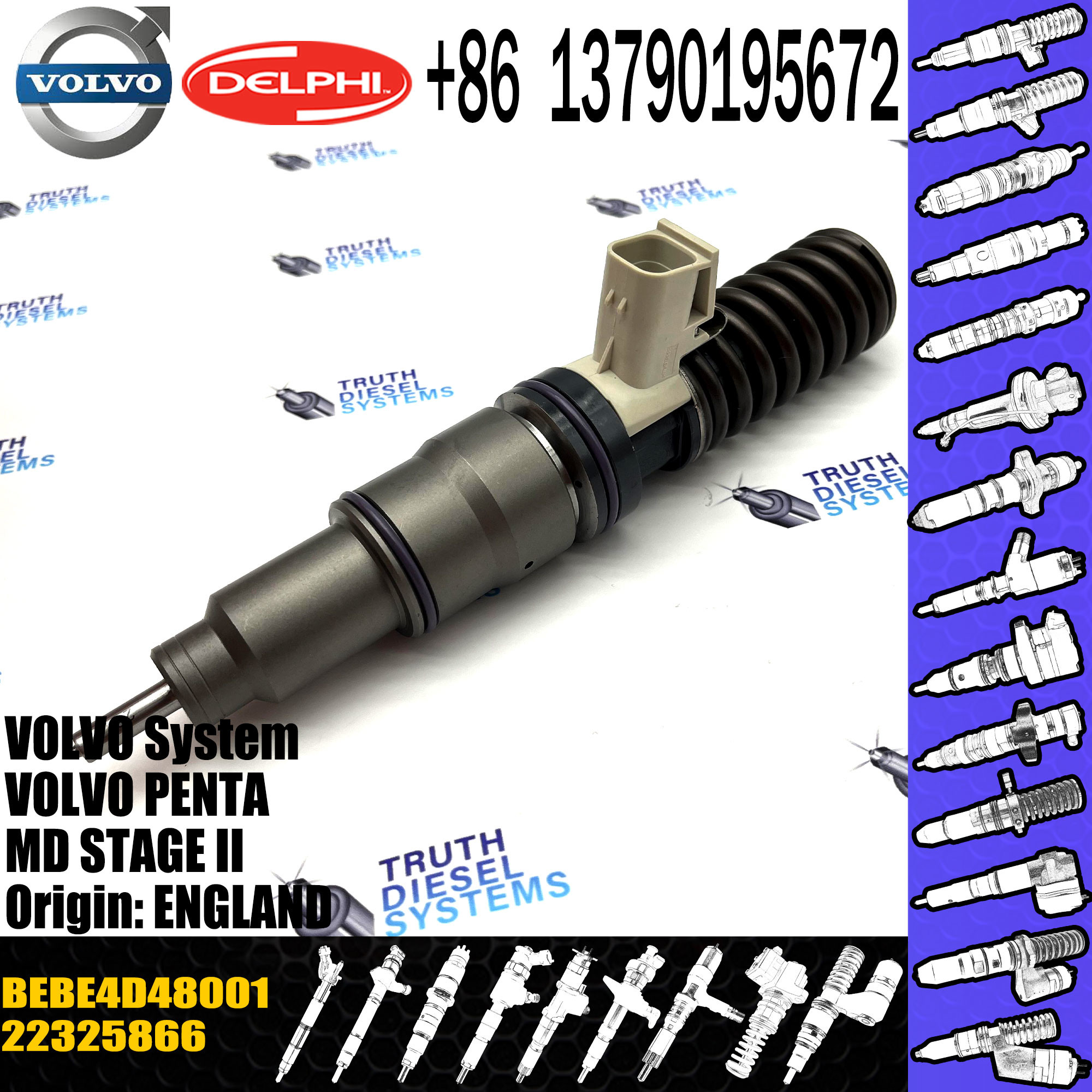 New Diesel Fuel Injector 10MM L492PBJ E3.18 VOL TRUCK/VOL PENTA MD11 STAGE 22325866 BEBE4D48001