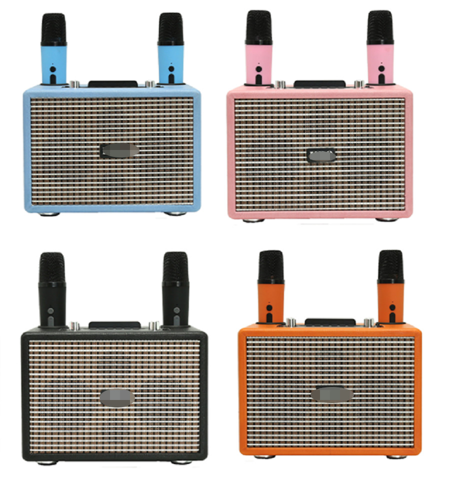 ETEK Dual LTK53101 Amplifiers with 3-inch Full-Range Speakers 40mm Tweeter and Dual Wireless Mics Home Karaoke Speaker
