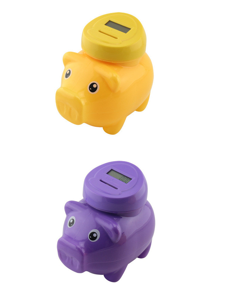 ABS Digital Currency Colorful Piggy Bank For Kids Purple Yellow Pink Blue Green