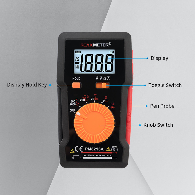 Multifunctional Digital Volt Ohm Meter , Manual Range Digital Multi Meter 2000 Counts