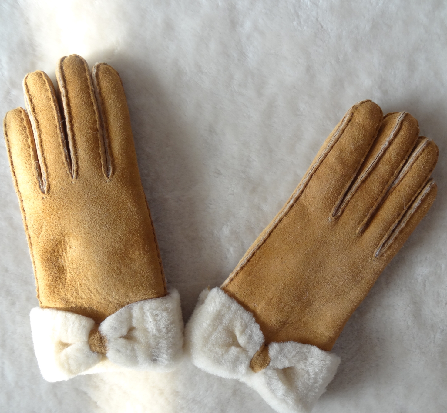 Spain merino double face lamb fur gloves butterfly glove real leather glove women gloves