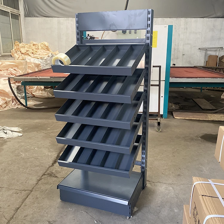 Factory Custom Size Color logo frosted gray hardware store rack pharmacy rack supermarket shelves gondola