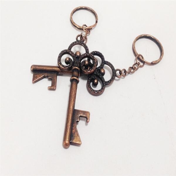 Die casting antique mouse head key shape beer bottle opener key ring, innovative wedding favor, bronze / copper coatin