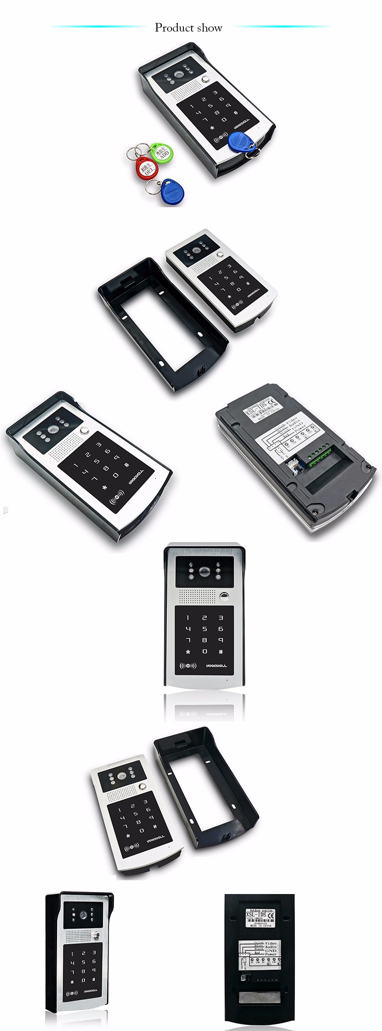 Waterproof CMOS Camera and AC100~240V Power color video door phone 7 inch CK-105wireless door bell