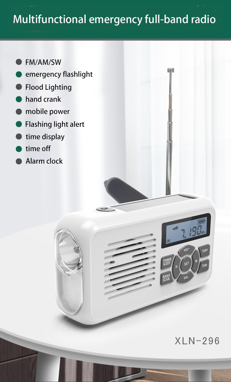Portable Hand Cranked Emergency Radio Solar Powered For Disaster Prevention