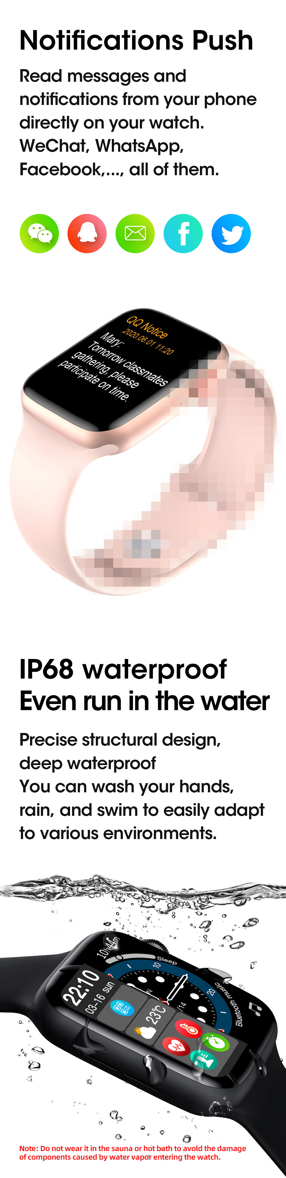 HL37 SmartWatch Waterproof 1.75 Inch Full TouchLow Consumption Dual Mode