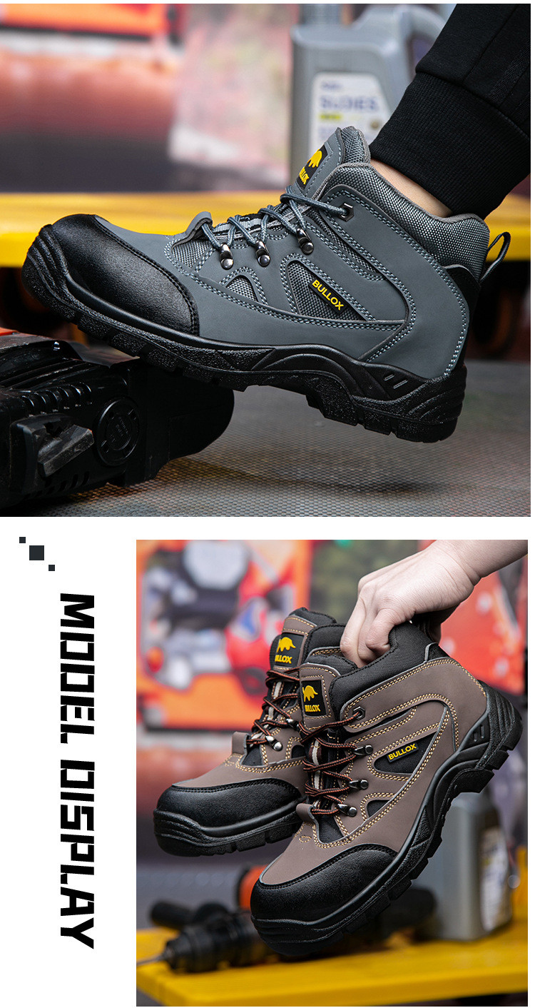 Security Work Boots Oxford Cloth Safety Boots PU Injection Sole Steel Plate Anti-proof Work Shoes For Men