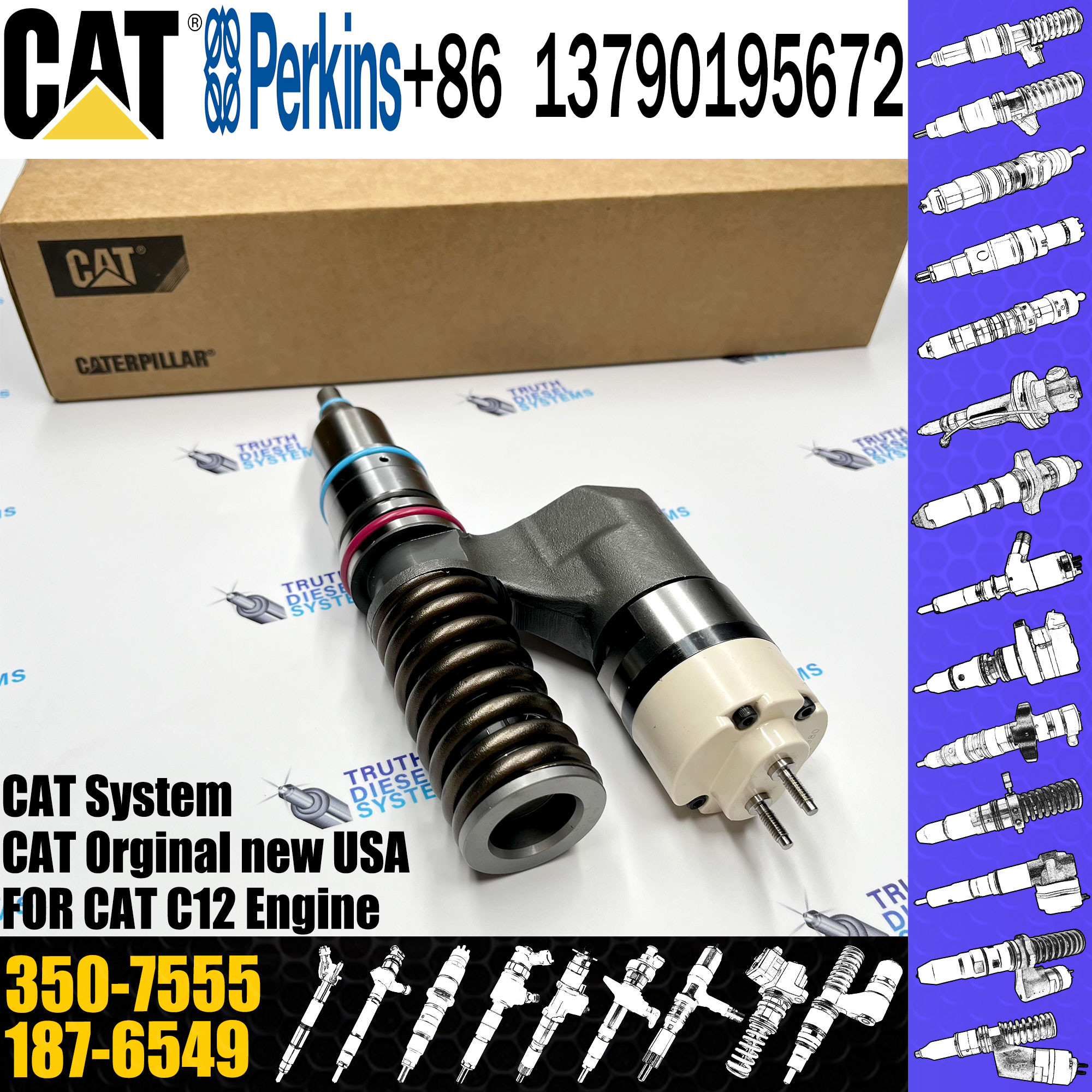 C10 C12 Diesel fuel Injector 153-7923 317-5278 350-7555 166-0149 10R-0961 10R-1258 212-3469for Excavator