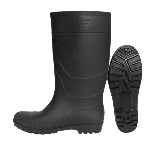 Anti Slip PVC Rain Shoes Black Matte High Barrel Rubber Shoes