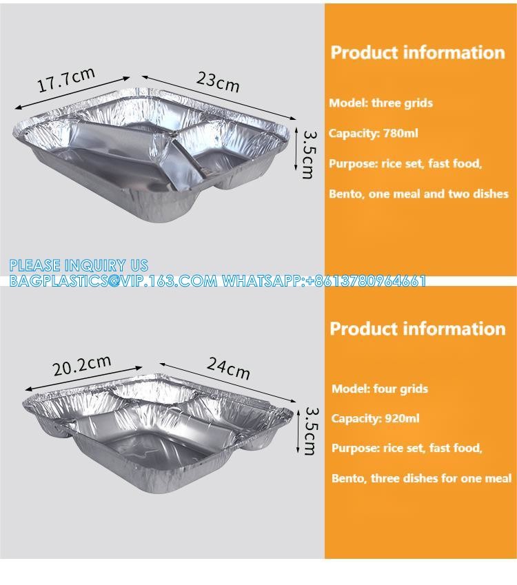 3 Compartment Aluminium Foil Food Container With Clear Dome Lid Custom Alu Foil Containers Disposable Tableware