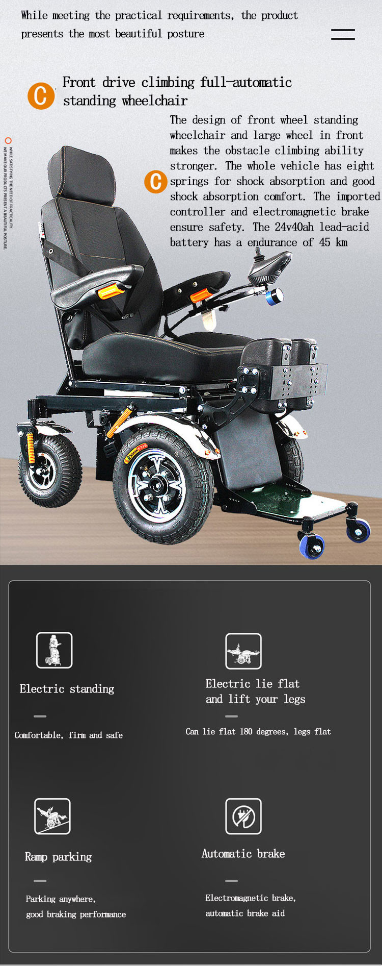 Adjustable Medical Transport Wheelchair Foldable Electric Lightweight Wheelchair 101kg