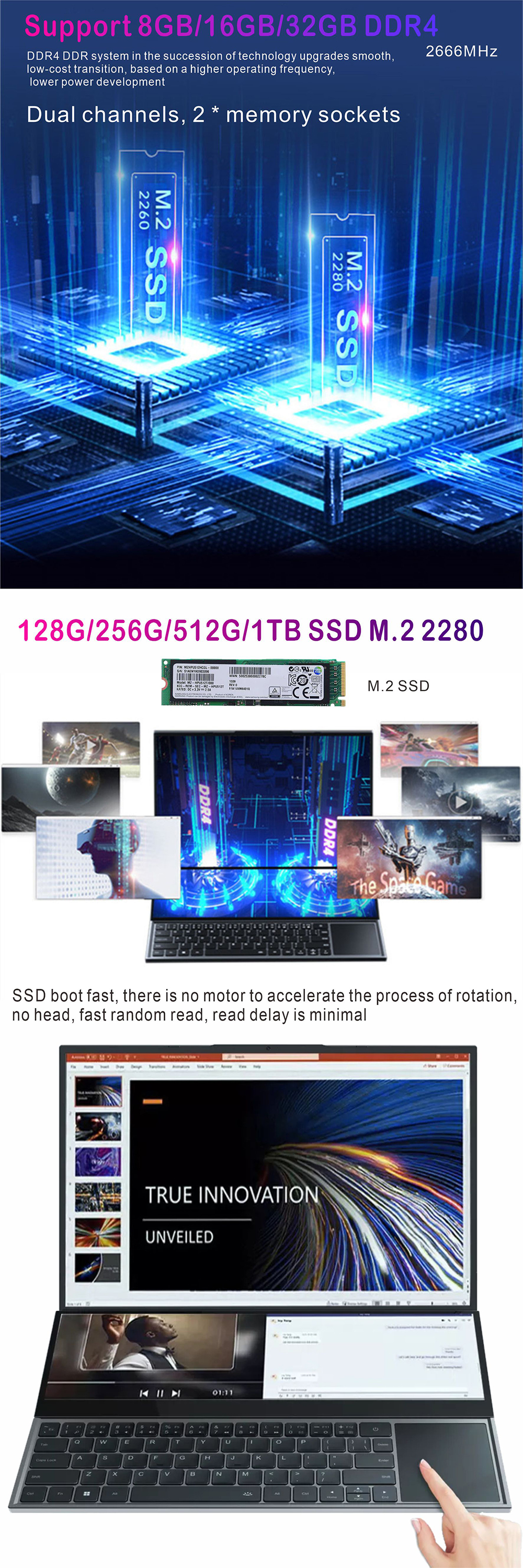 OEM Dual Screen Laptop , Business Laptop Computers With 16 Inch 14 Inch Touch Screen