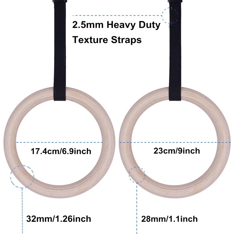 Double Circle Crossfit Pull Ups Garage Fit Wood Gym Rings Home Fitness Equipment