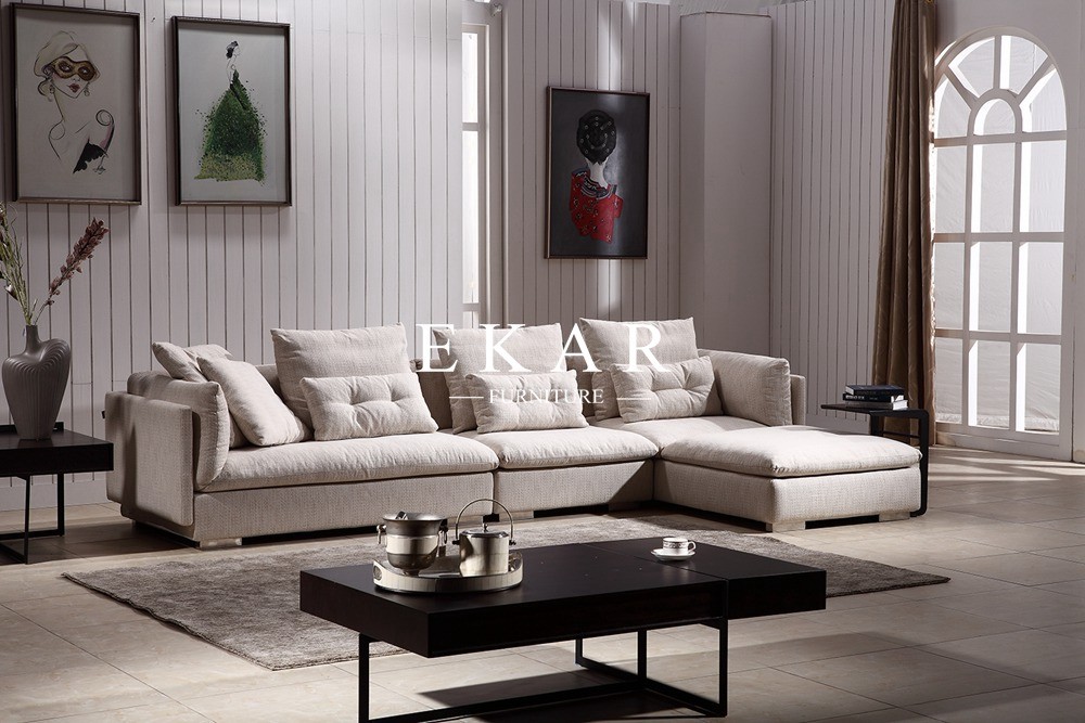 Contemporary Modern Design Fabric Corner L Shaped Sectional Sofa