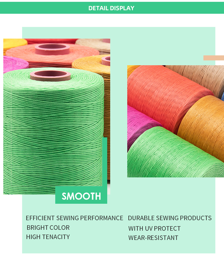 100% Polyester Kangfa 210D/2 Flat Waxed Thread for Hand Sewing and Stitching Cord