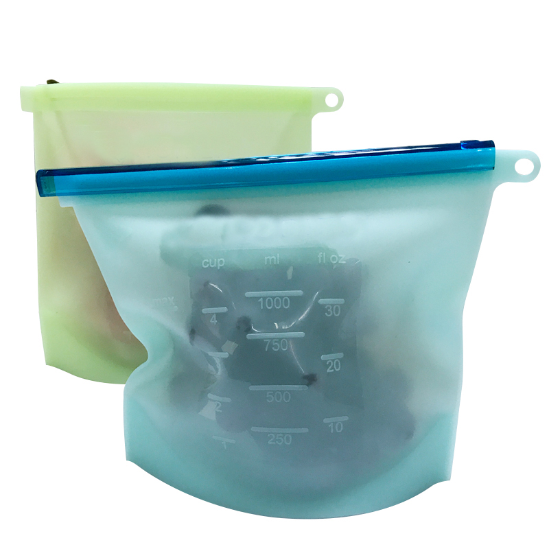 1000ML/1500ML Leakproof Easy Clean Fresh Sealing Vacuum Reusable Silicone Food Safe Storage Bag