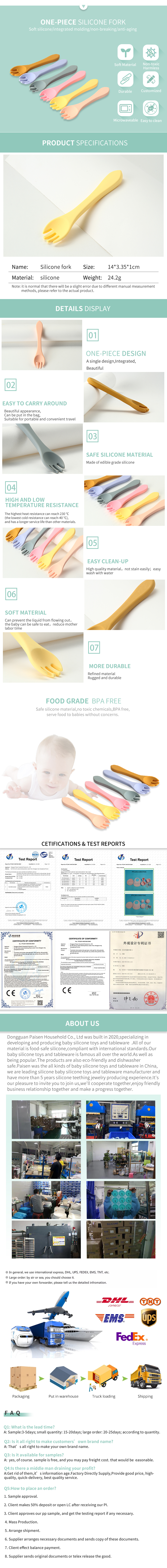 Food Grade Silicone Baby Feeding Spoon Sustainable With Customize Logo