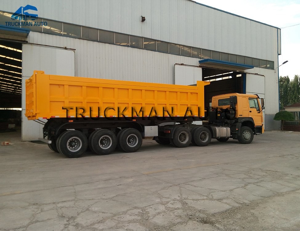 Heavy Duty Semi Trailer Bottom Dump Truck 50 Tons With Hydraulic Lifting