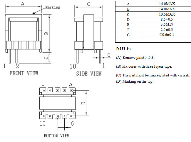 Customized High Frequency Isolation Transformer , EE11.5 Small High Voltage Transformer