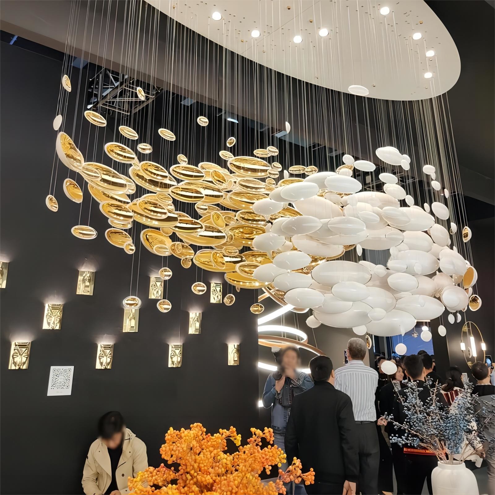 Customized Hotel Lobby Oval Art Chandelier Glass Extra Large Chandeliers