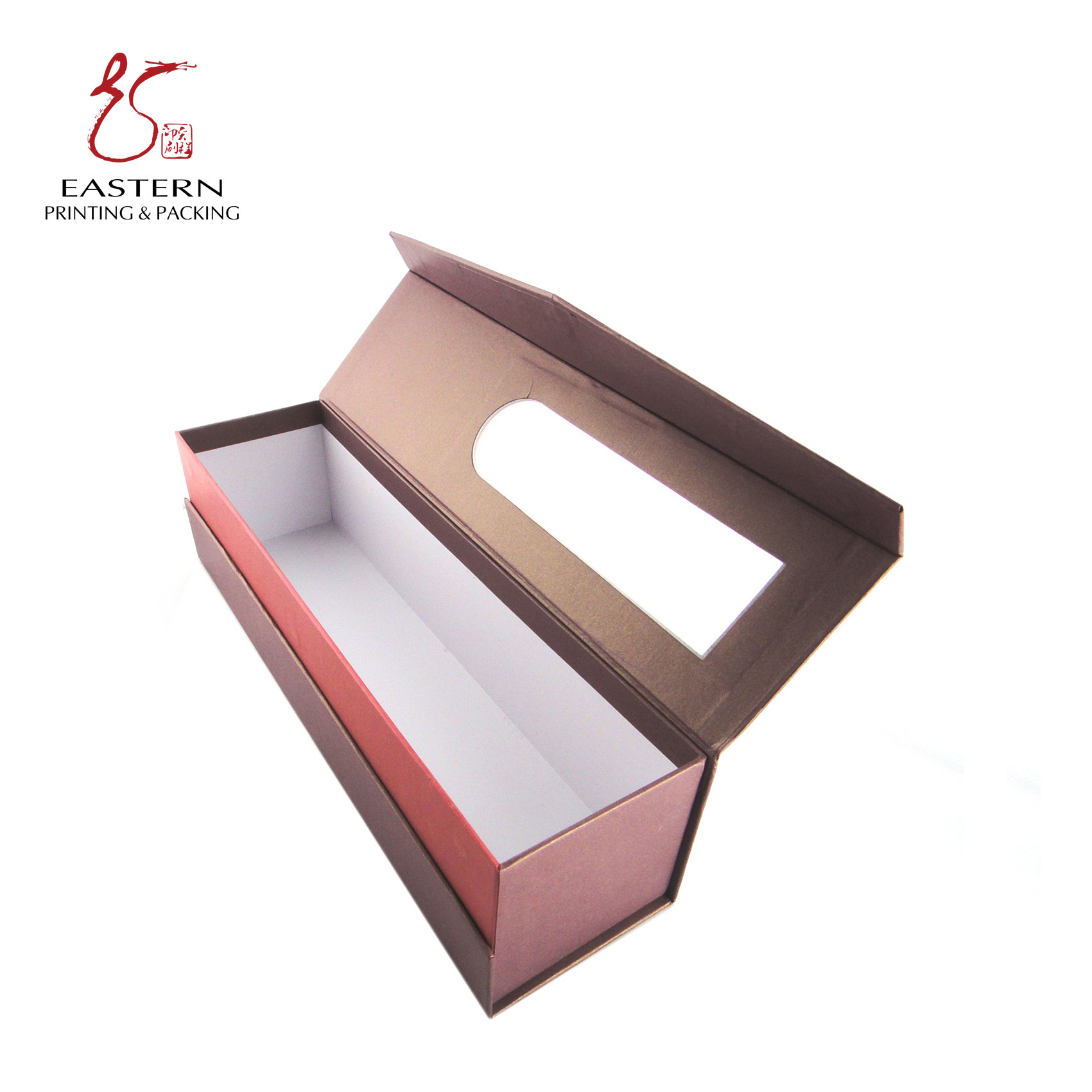 Pink PVC Window Cardboard Packaging Boxes For Wine Packaging