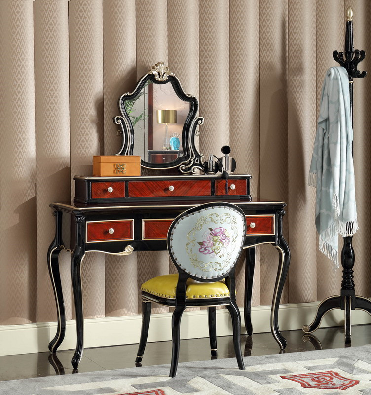 Luxury house of Villa Bedroom furniture Dresser with Mirror stand in Beech wood carving