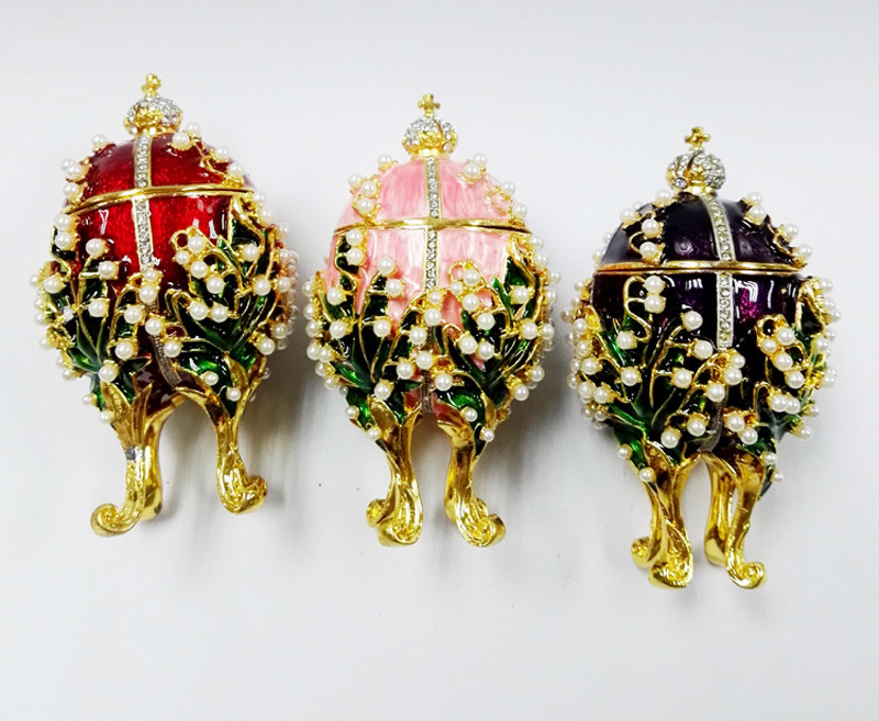 Enameled Easter Egg Jewelry Box wholesale easter egg metal Faberge Egg Jewelry Boxes Trinket Boxes decor metal gift