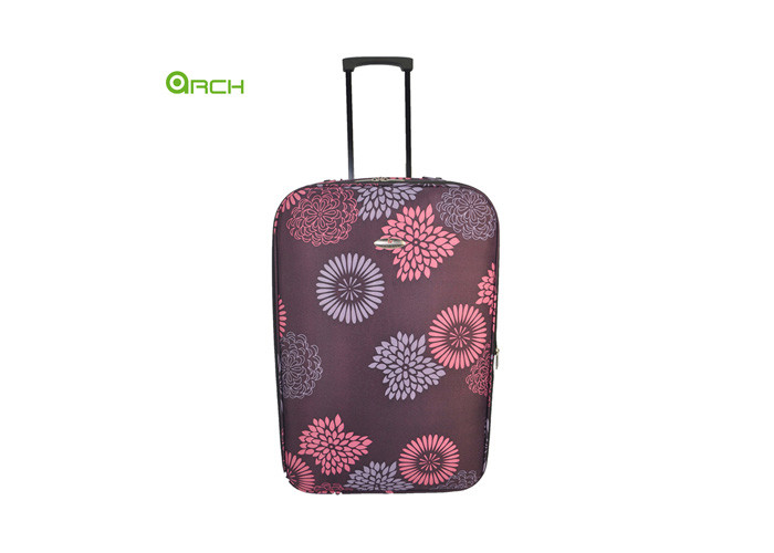 600D Polyester Lightweight Cabin Printed Suitcase Multiple Interial Pockets