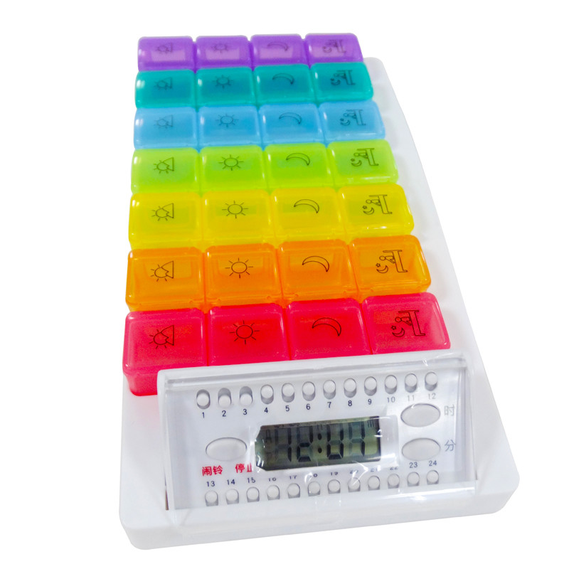 Colorful Weekly Pill Box Organizer Detachable Pill Cases 4 Large Compartmemts In A Tray