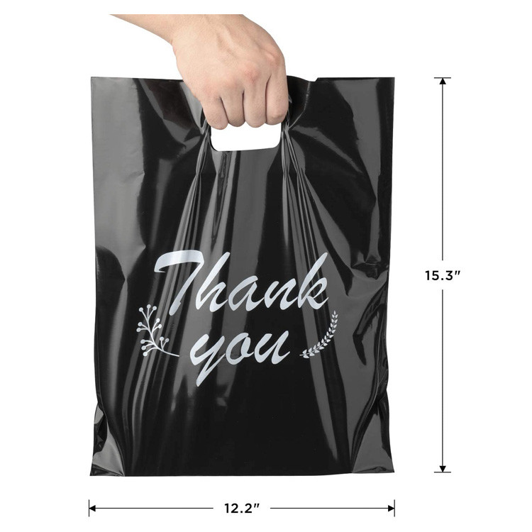 Shopping 0.3mm PLA PO Poly Packaging Bag Die Cut Handle Custom Logo