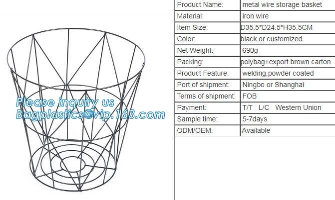 New Design Office Black Wire Mesh Baskets with Magnets, Flat Storage Baskets, Metal Wire 3 Tier Wall Mounted Kitchen Fru